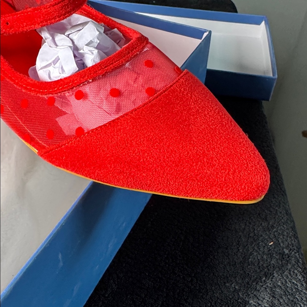 NWT-Red Polka Dot Flats Mesh - Picture 6 of 7